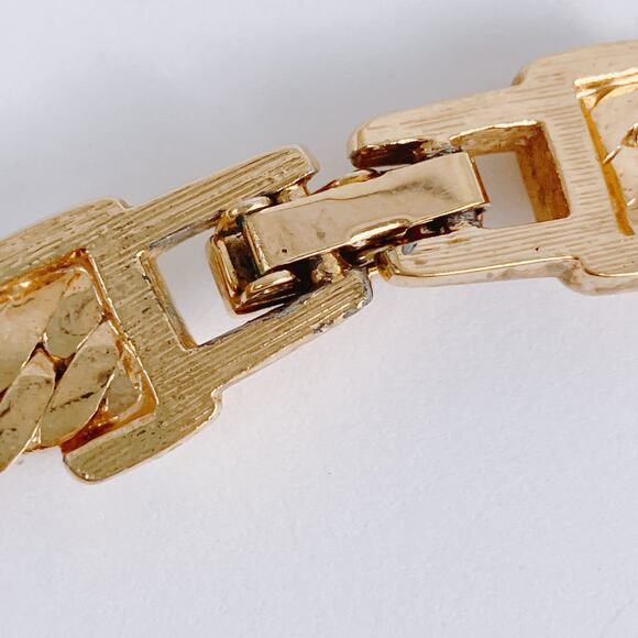 VTG Signed Swarovski Necklace Gold Tone Baguette Rhinestone 1980s Statement - Picture 11 of 16